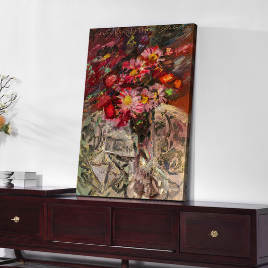 Lovis Corinth,Still Life with Flowers and an Envelope,Flowerpot red flowers,canvas print,canvas art,canvas wall art,large wall art,p2535
