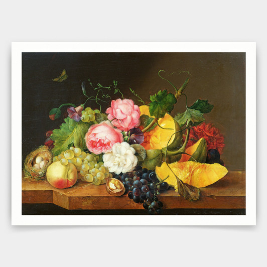Franz Xavier Petter,Still Life With Flowers And Fruit, 1821,art prints,Vintage art,canvas wall art,famous art prints,V3792