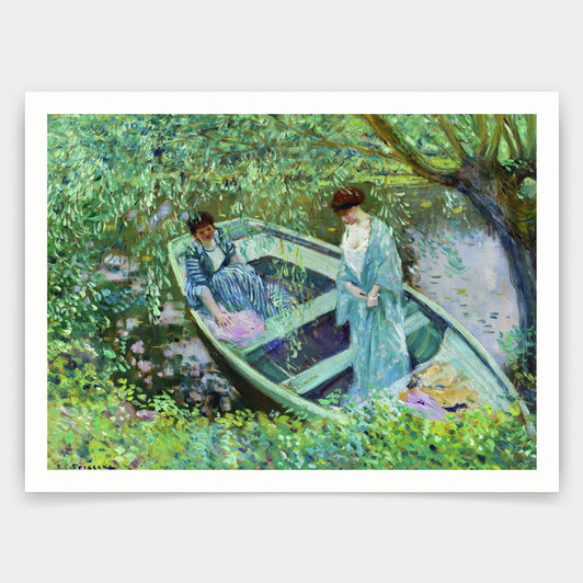 Frederick Carl Frieseke,Under the Willows, 1909,art prints,Vintage art,canvas wall art,famous art prints,V3814