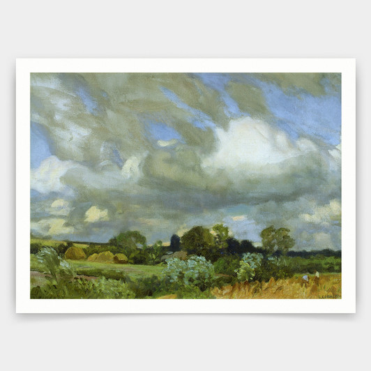 George Clausen,Haymaking By George Clausen,art prints,Vintage art,canvas wall art,famous art prints,V3857