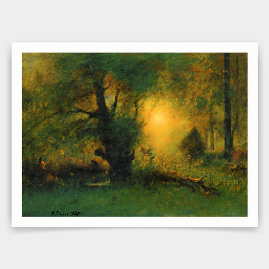 George Inness,Sunrise in the Woods, 1887,art prints,Vintage art,canvas wall art,famous art prints,V3884