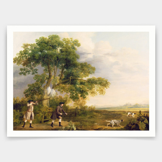 George Stubbs,Two Gentlemen Shooting  Photograph,art prints,Vintage art,canvas wall art,famous art prints,V3900
