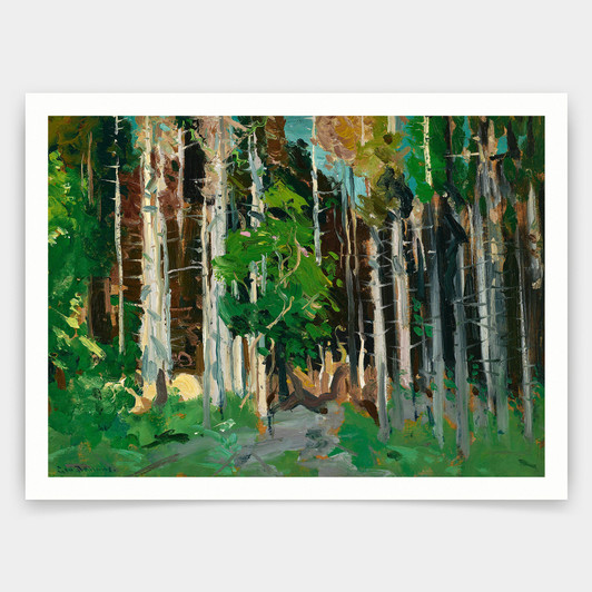 George Wesley Bellows,through The Trees, Monhegan Island, Maine,art prints,Vintage art,canvas wall art,famous art prints,V3911