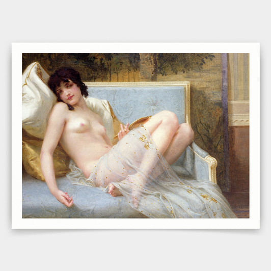 Guillaume Seignac,Indolence, Naked Woman Lying On The Sofa,art prints,Vintage art,canvas wall art,famous art prints,V3966