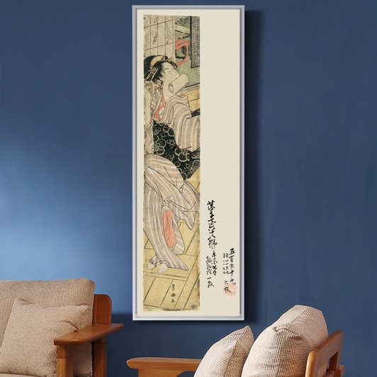 Utagawa Toyokuni,woman descending a staircase,,japanese painting,Vertical Narrow Art,large wall art,framed wall art,canvas wall art,M776