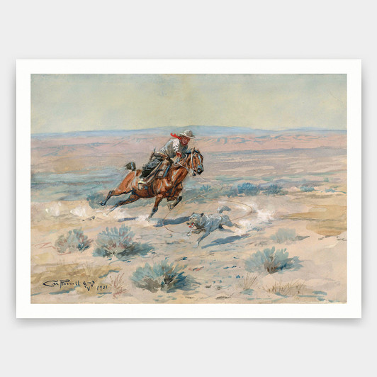 Charles Marion Russell,Roping a Wolf,art prints,Vintage art,canvas wall art,famous art prints,V3342