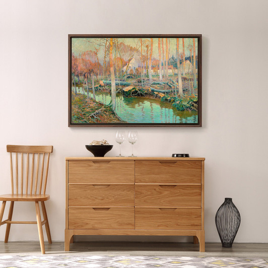 Václav Radimský,The Old Mill in Giverny,Winter forest creek landscape,canvas print,canvas art,canvas wall art,large wall art,framed,p2133