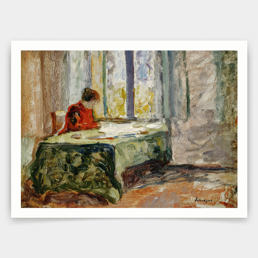 Henri Lebasque,Woman Sewing By Henri Lebasque,art prints,Vintage art,canvas wall art,famous art prints,V4108