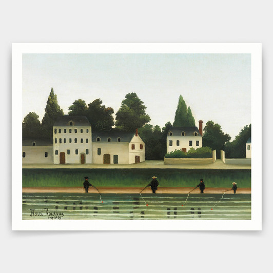 Henri Rousseau,Landscape and Four Fisherman,art prints,Vintage art,canvas wall art,famous art prints,V4126