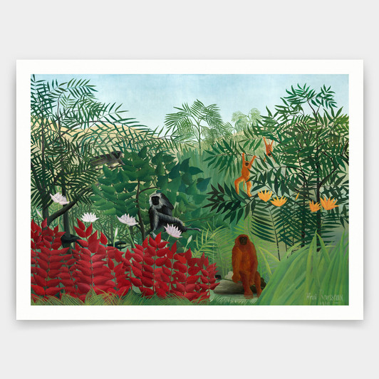 Henri Rousseau,Tropical Forest with Monkeys,art prints,Vintage art,canvas wall art,famous art prints,V4133