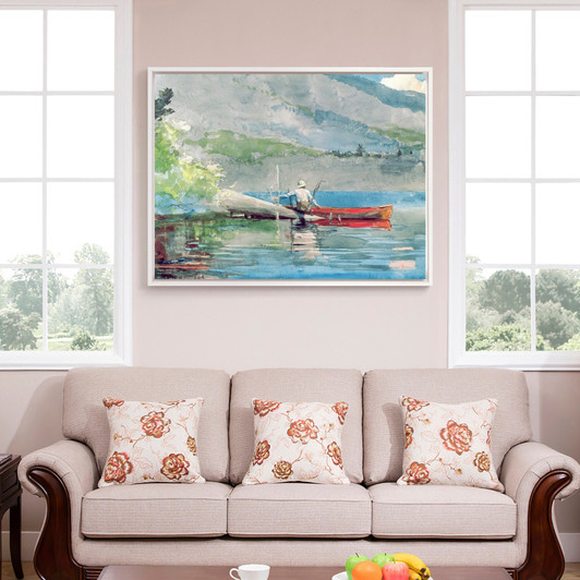 Winslow Homer,The Red Canoe,large wall art,framed wall art,canvas wall art,large canvas,M5200