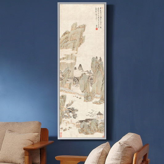 Sun Yi,Stone bridge over stream,Chinese Landscape Painting,Vertical Narrow Art,large wall art,framed wall art,canvas wall art,M761