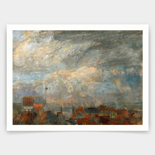 James Ensor,The Rooftops of Ostend,art prints,Vintage art,canvas wall art,famous art prints,V4215