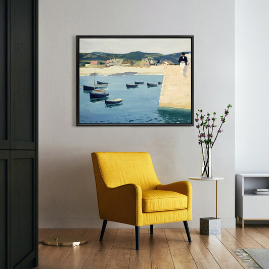 William Strang,Boy Reading on a Harbour's Edge,large wall art,framed wall art,canvas wall art,large canvas, M5181