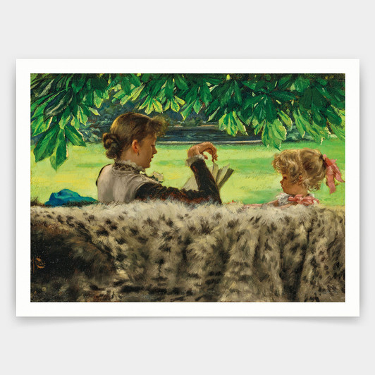 James Tissot,the Tale,mother and child,art prints,Vintage art,canvas wall art,famous art prints,V4240