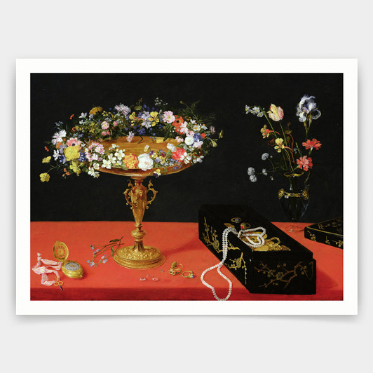 Jan the Younger Brueghel,A Still Life Of A Tazza With Flowers ,art prints,Vintage art,canvas wall art,famous art prints,V4255