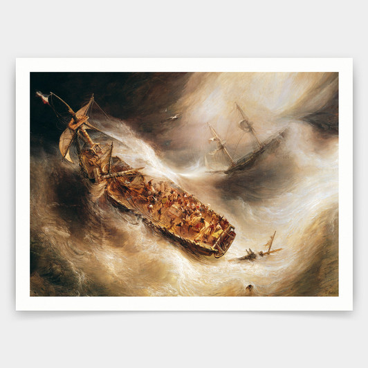 Jean Antoine Theodore Gudin,The Act of Sacrifice made by Captain Desse towards the Dutch ship Columbus,art prints,Vintage art,V4264