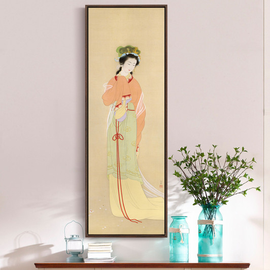 Shoen Uemura,Spring Garden,Japanese Maiko,Vertical Narrow Art,large wall art,framed wall art,canvas wall art,M756
