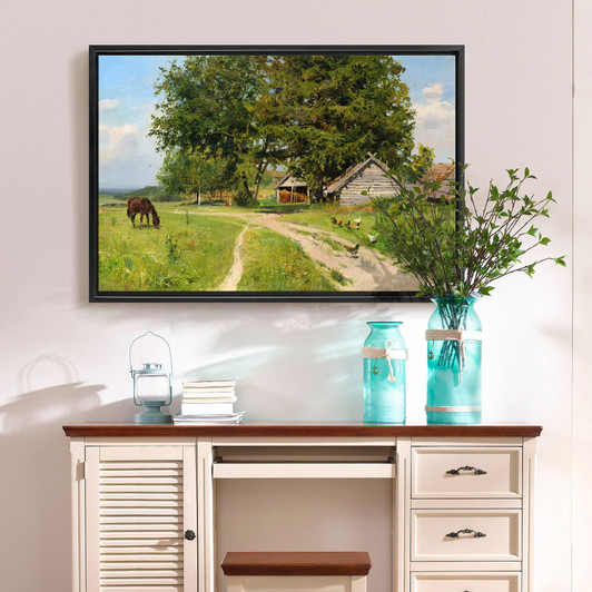 Nikolay A Klodt,Rural Landscape,Country Farmhouse Landscape,canvas print,canvas art,canvas wall art,large wall art,framed wall art,p2027