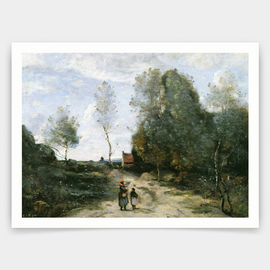 Jean Baptiste Camille Corot,The Road,art prints,Vintage art,canvas wall art,famous art prints,V4293