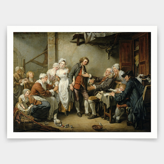 Jean Baptiste Greuze,The Village Agreement,art prints,Vintage art,canvas wall art,famous art prints,V4300