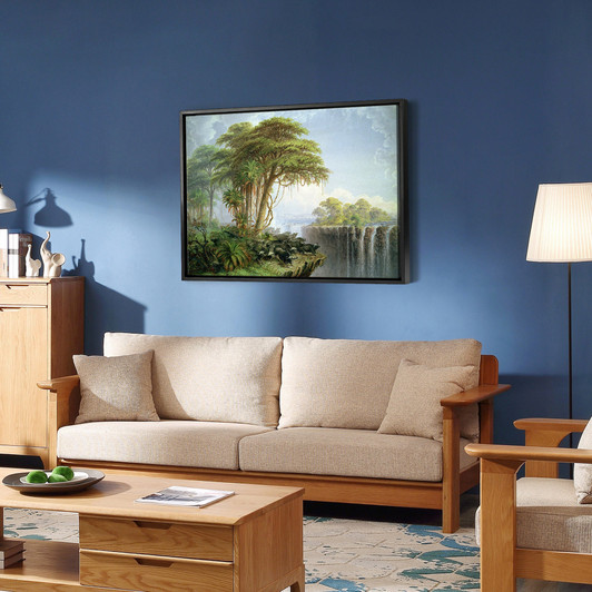 Thomas Baines,Buffalos Driven to the Edge of the Chasm opposite Garden Island Victoria Falls,large wall art,framed wall art,canva wall,M5019