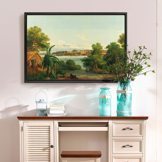 Riverside woods scenery, riverside cottages,canvas print,canvas art,canvas wall art,large wall art,framed wall art,p1982