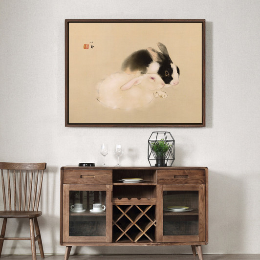 Takeuchi Seiho,Rabbits,Baby Room Wall Art,Two rabbits,large wall art,framed wall art,canvas wall art,large canvas,M5008