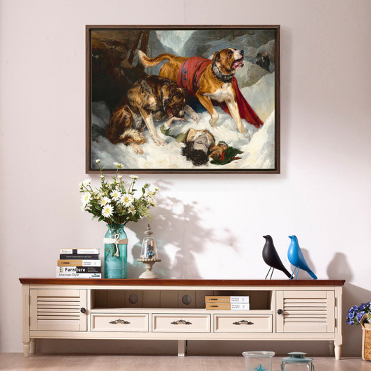 Sir Edwin Landseer,Alpine Mastiffs Reanimating a Distressed Traveler,large wall art,framed wall art,canvas wall art,large canvas,M4987