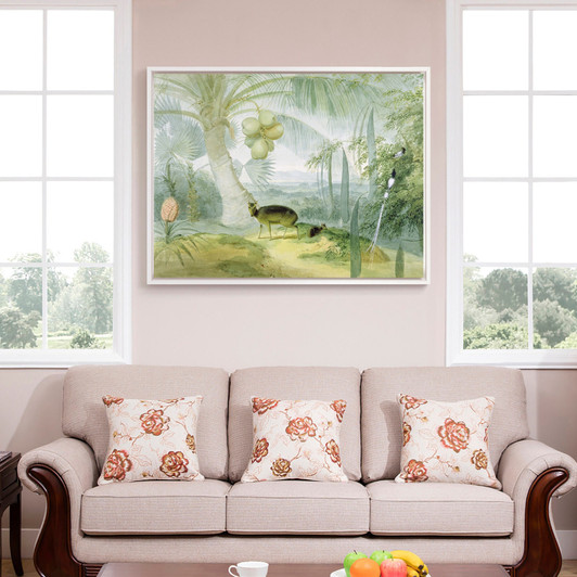 Samuel Daniell,A Landscape In Ceylon, With Barking Deer And Fawn And A Pair Of Paradise Fly Catchers,large wall art,framed wall art,M4970