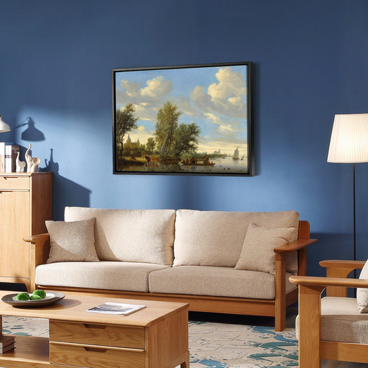 Salomon van Ruysdael,River Landscape with Ferry,large wall art,framed wall art,canvas wall art,large canvas,M4968