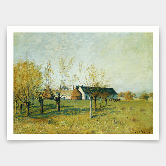 Alfred Sisley,The Trou d'Enfer Farm, Autumn Morning,art prints,Vintage art,canvas wall art,famous art prints,V3105