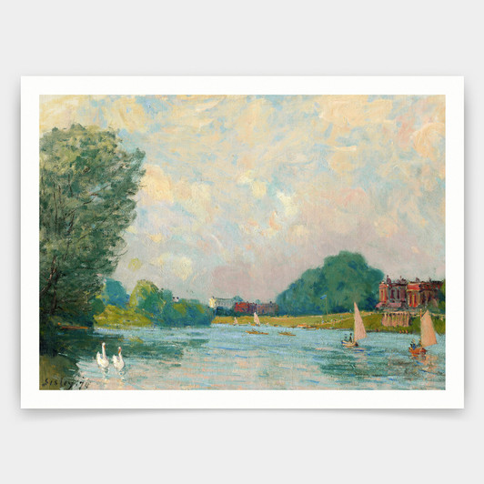 Alfred Sisley,The Thames at Hampton Court, 1874,art prints,Vintage art,canvas wall art,famous art prints,V3103