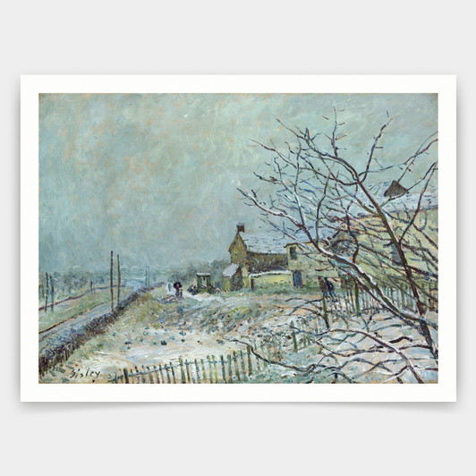 Alfred Sisley,First Snow at Veneux-Nadon,art prints,Vintage art,canvas wall art,famous art prints,V3053