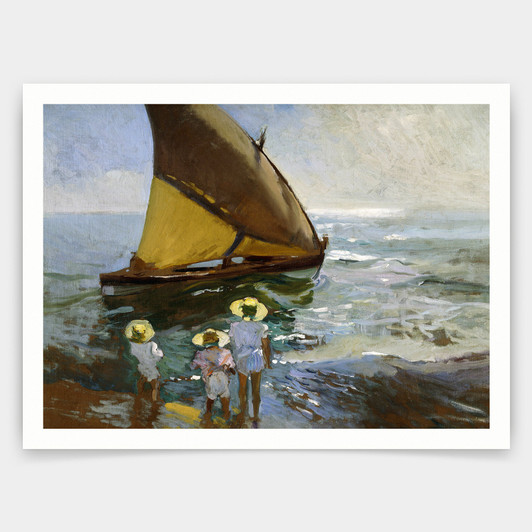 Joaquin Sorolla y Bastida,On the Beach,art prints,Vintage art,canvas wall art,famous art prints,V4359