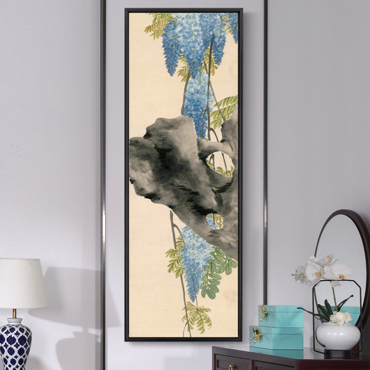 Ren Xiong,Blue Wisteria print,Chinese Flower Paintings,Vertical Narrow Art,large wall art,framed wall art,canvas wall art,M721