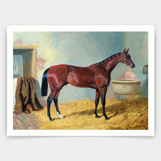 John Frederick Herring Snr,Horse in a Stable,art prints,Vintage art,canvas wall art,famous art prints,V4410