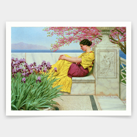 John William Godward,Under the Blossom that Hangs on the Bough,art prints,Vintage art,canvas wall art,famous art prints,V4458