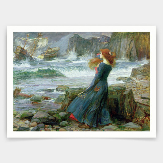 John William Waterhouse,Miranda,The Tempest,art prints,Vintage art,canvas wall art,famous art prints,V4464