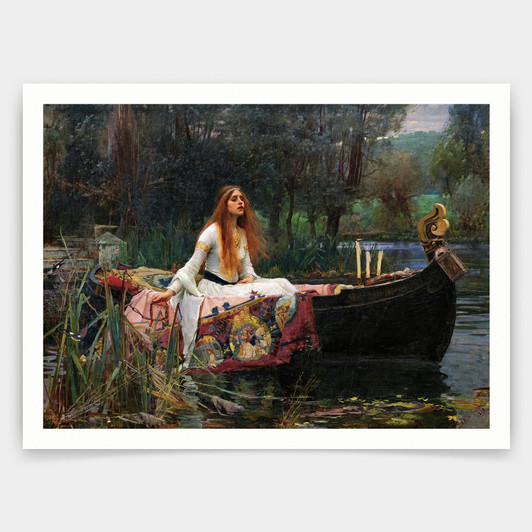 John William Waterhouse,The Lady of Shalott, Arthurian Legend,art prints,Vintage art,canvas wall art,famous art prints,V4465