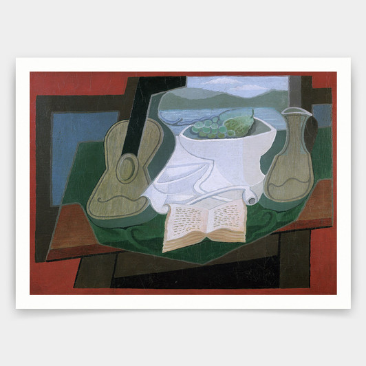 Juan Gris,Guitar And Fruitbowl By Juan Gris,Abstract Wall Art,art prints,Vintage art,canvas wall art,famous art prints,V4498