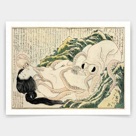 Katsushika Hokusai,The Dream of the Fisherman's Wife,Japanese prints,art prints,Vintage art,canvas wall art,famous art prints,V4522