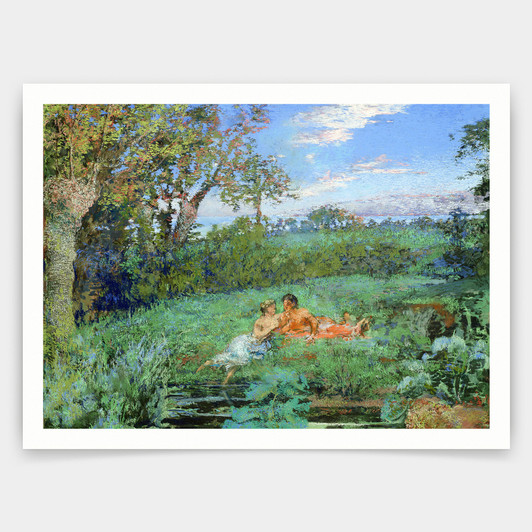 Ker Xavier Roussel,The Lovers On The River Bank,art prints,Vintage art,canvas wall art,famous art prints,V4525