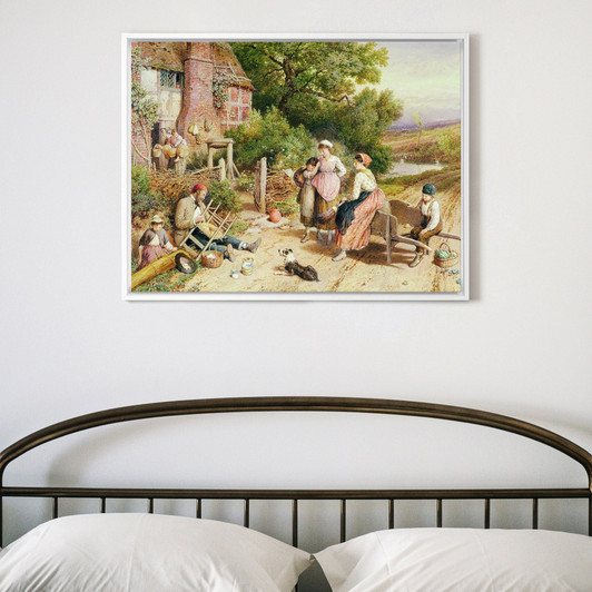 Myles Birket Foster,Travelling Chair Mender And Pedlar With Baskets Near Witley, Surrey,large wall art,framed wall art,canvas wall art,M4656