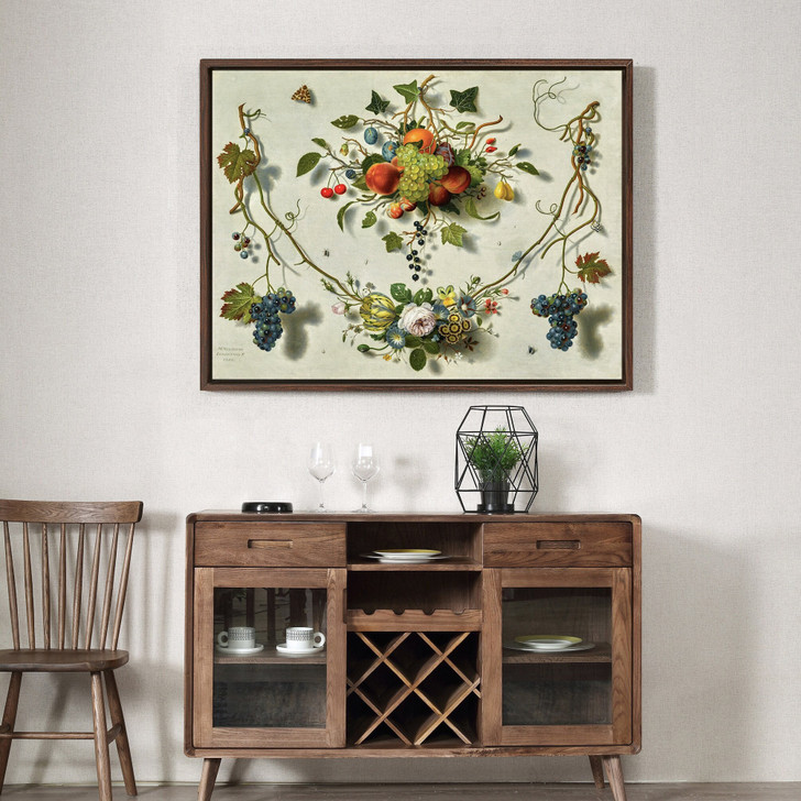 Martin van Dorne,A Trompe L'oeil of Swags of Fruit and Flowers,large wall art,framed wall art,canvas wall art,large canvas,M4603
