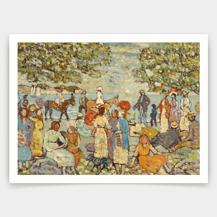 Maurice Prendergast,Beach Scene with Donkeys,art prints,Vintage art,canvas wall art,famous art prints,V4620