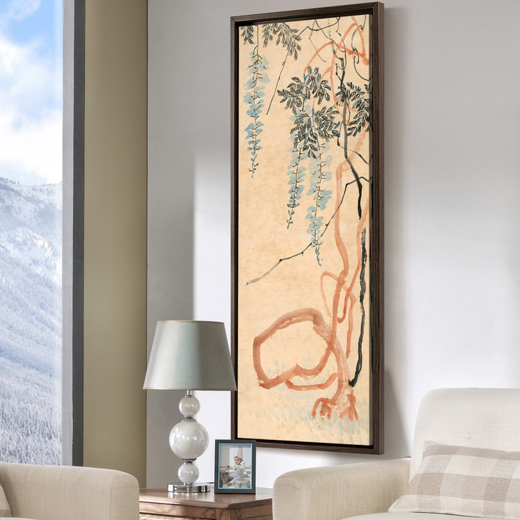 Qi Huang,Wisteria canvas,Chinese Flower Paintings,Vertical Narrow Art,large wall art,framed wall art,canvas wall art,M694