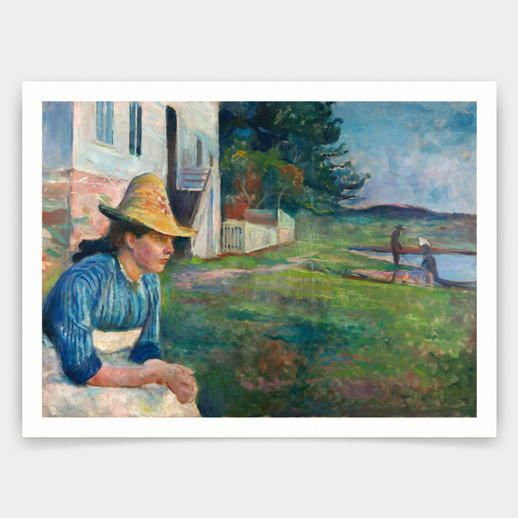 Munch Edvard,Evening,Portrait of a woman in a hat,art prints,Vintage art,canvas wall art,famous art prints,V4655