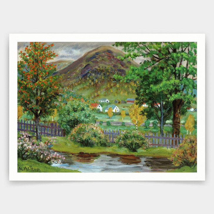 Nikolai Astrup,Over the Garden Fence, Jolster,art prints,Vintage art,canvas wall art,famous art prints,V4673