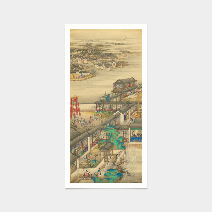 Chinese Flower Print,Daily life in Chinese Imperial Palace,Chinese architecture,japanese print,art prints,vertical narrow prints,V7341